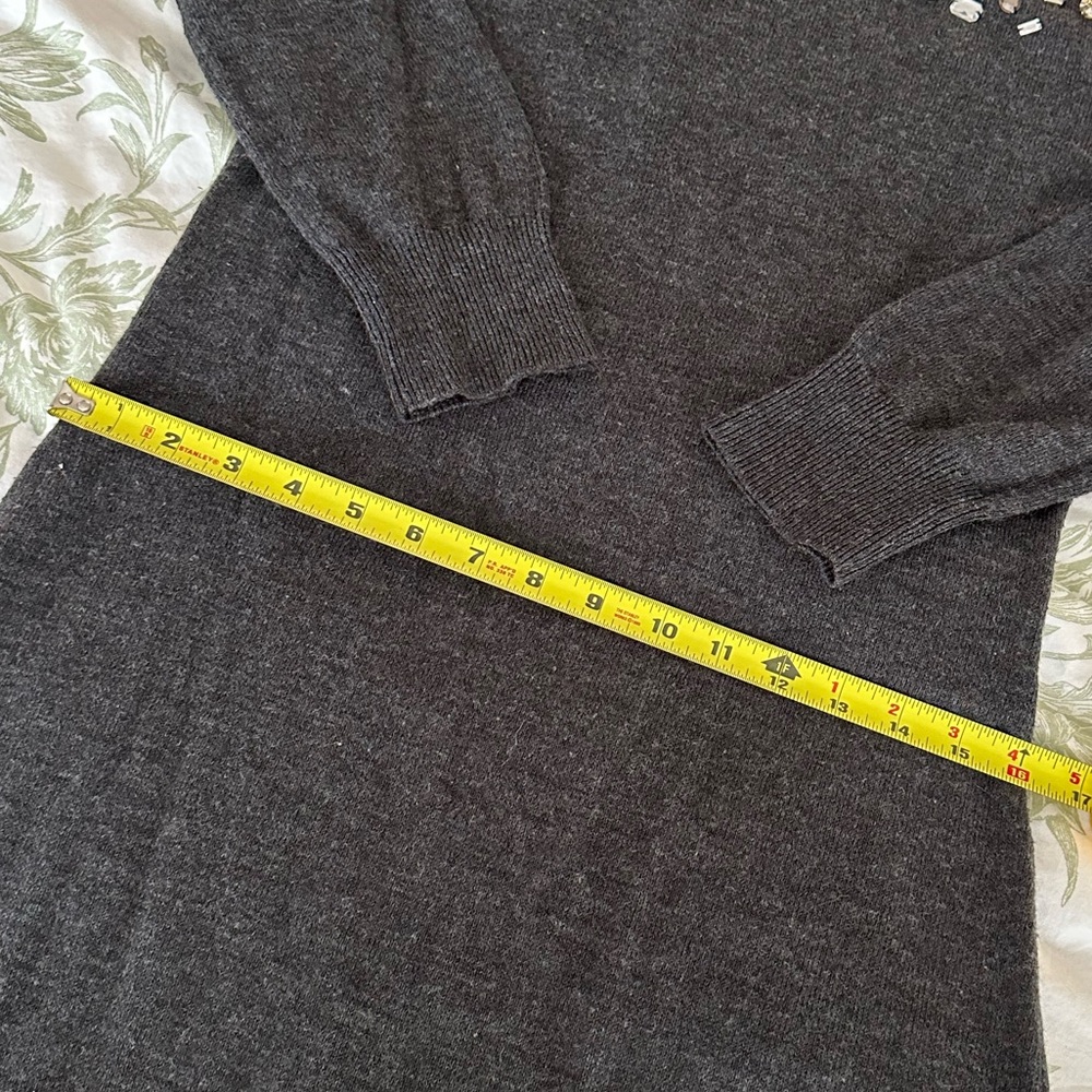Long sleeve sweater dress with beaded detail on shoulders - Picture 6 of 8